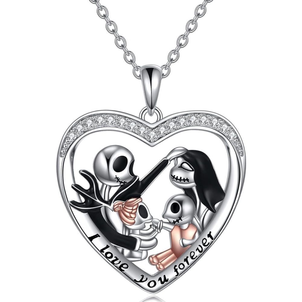 18k Disney’s The Nightmare Before Christmas Jack Skellington & Sally necklace.